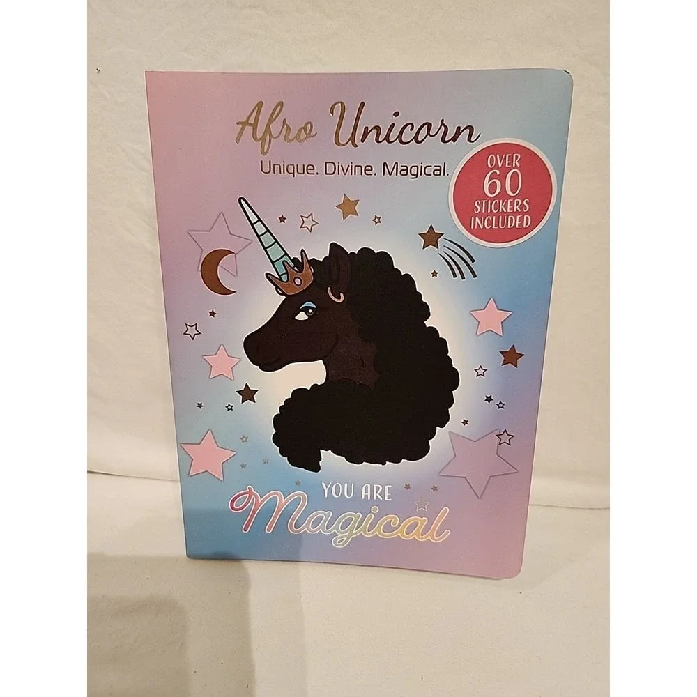 Afro Unicorn You are Unique Lined journal notebook with over 60 stickers